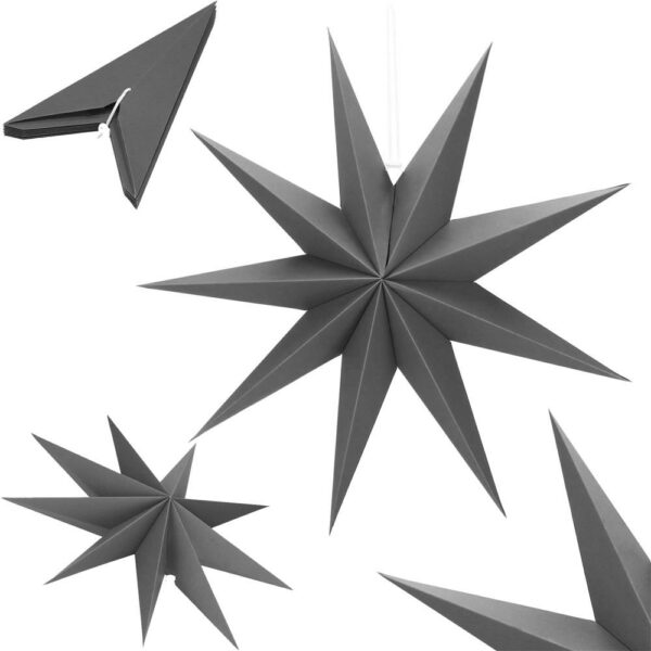 Dekoratív 3D papírcsillag, 9 ágú, 60cm, ezüst - Image 3