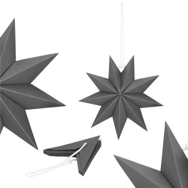 Dekoratív 3D papírcsillag, 9 ágú, 30cm, ezüst - Image 3