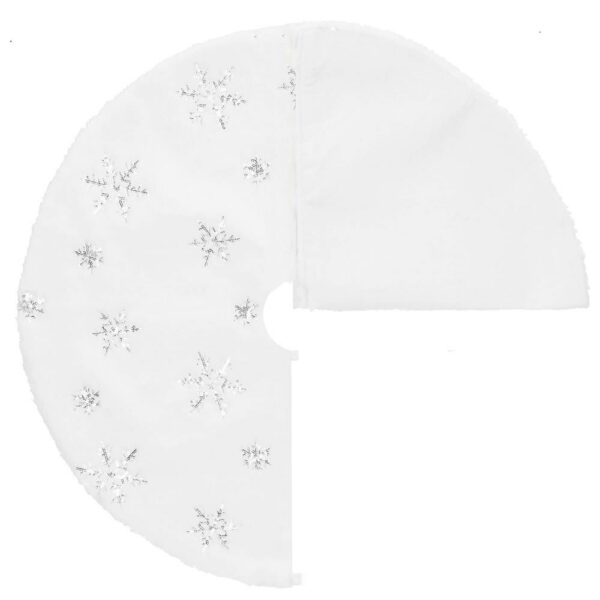 Szőnyeg a karácsonyfa alá, 90 cm, fehér szőrme utánzat ezüst flitterekkel - Image 5