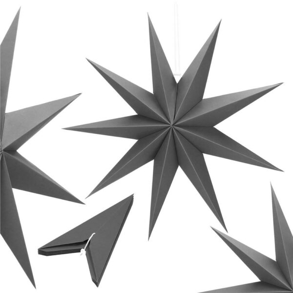 Dekoratív 3D papírcsillag, 9 ágú, 60cm, ezüst - Image 4