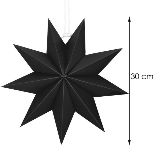 Dekoratív 3D papírcsillag, 9 ágú, 30cm, fekete - Image 4