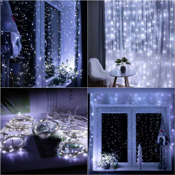 Fényfüggöny 200 LED, 2x2m, beltéri használatra, USB tápegység, fehér - Image 5