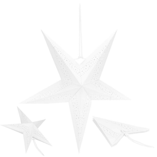 Stea decorativa 3D din hartie ajurata, 60cm, alba - Image 5