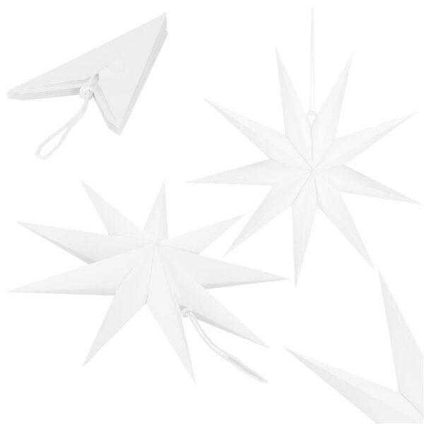 Dekoratív 3D papírcsillag, 9 ágú, 60cm, fehér - Image 4