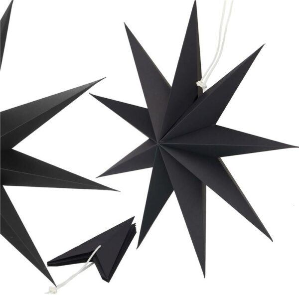 Dekoratív 3D papírcsillag, 9 ágú, 60cm, fekete - Image 5