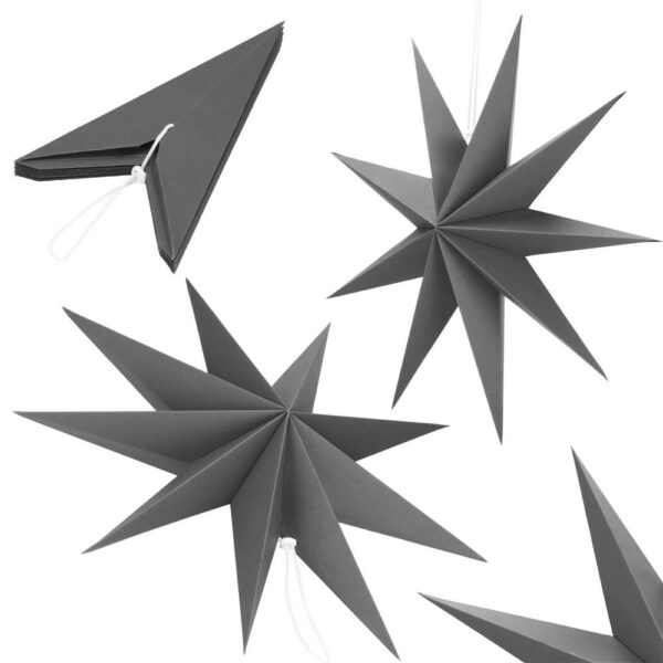 Dekoratív 3D papírcsillag, 9 ágú, 60cm, ezüst - Image 5