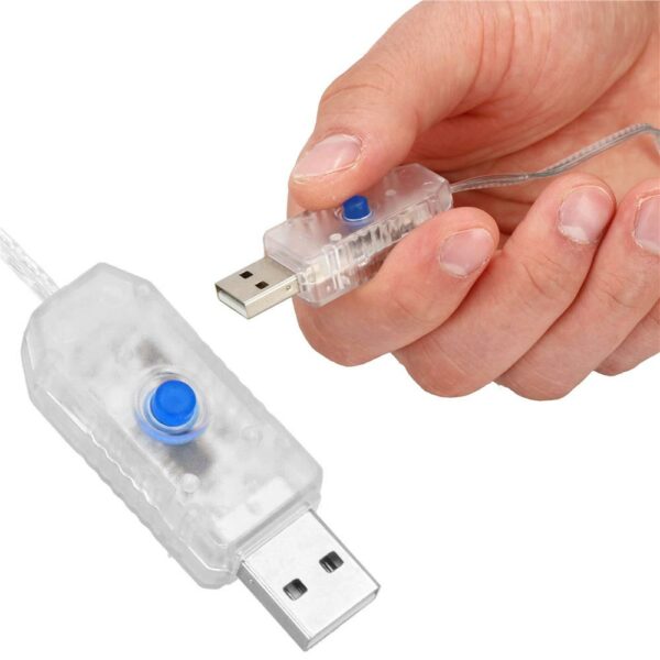Fényfüggöny 200 LED, 2x2m, beltéri használatra, USB tápegység, fehér - Image 6
