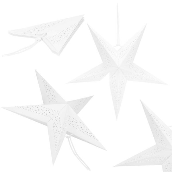 Stea decorativa 3D din hartie ajurata, 60cm, alba - Image 6