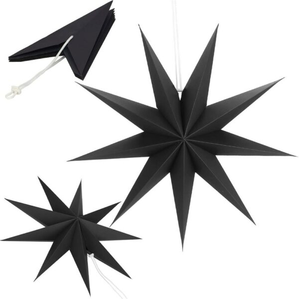 Dekoratív 3D papírcsillag, 9 ágú, 60cm, fekete - Image 6