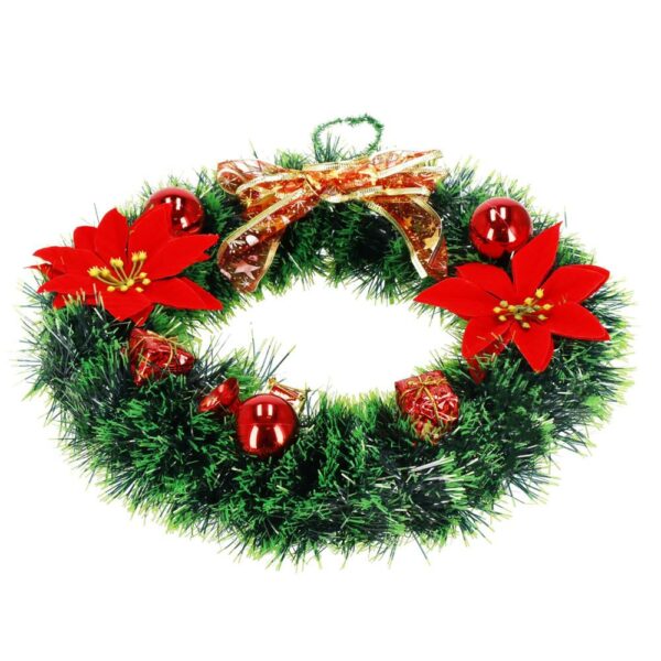 Karácsonyi koszorú, 35 cm, műfenyőből, díszekkel, zöld - Image 6