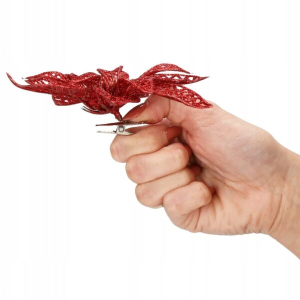 10 db-os karácsony Mikulásvirág dísz, 10cm, piros - Image 6