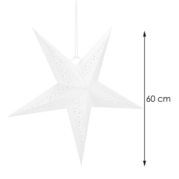 Stea decorativa 3D din hartie ajurata, 60cm, alba - Image 7