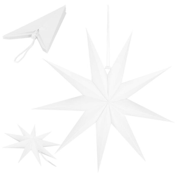 Dekoratív 3D papírcsillag, 9 ágú, 60cm, fehér - Image 6