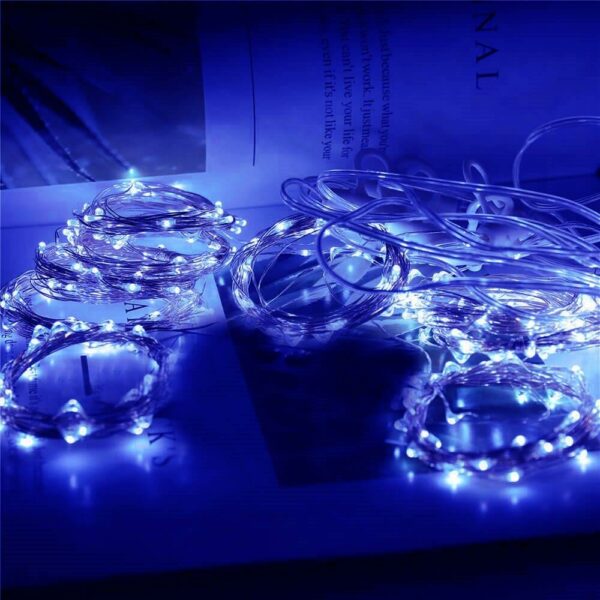 Függöny típusú lámpafüzér 300 LED, 3x3m, beltérre, USB táp, kék - Image 7