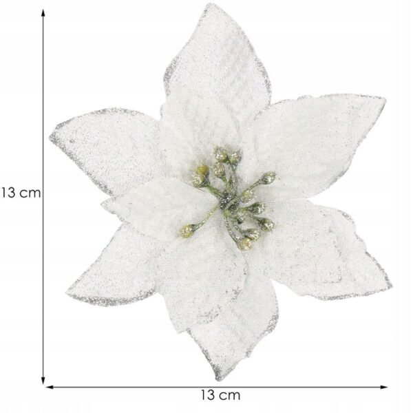 10 db-os karácsony Mikulásvirág dísz, 13cm, ezüstszürke - Image 7