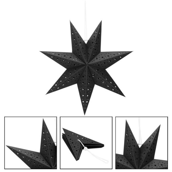3D díszcsillag áttört papírból, 50cm, fekete - Image 9