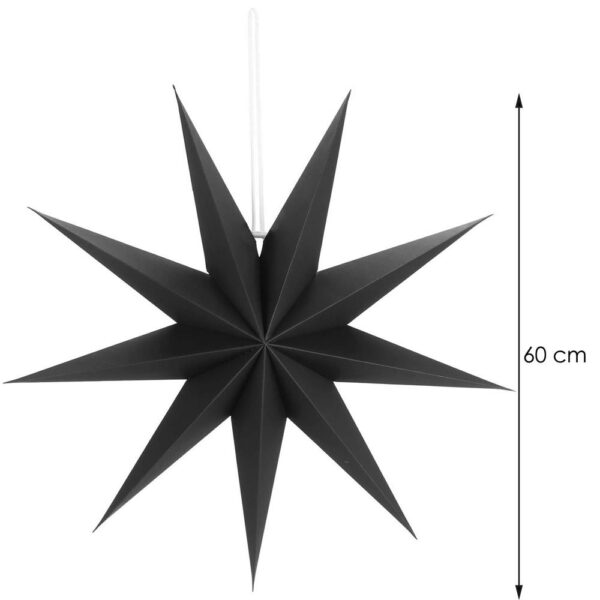 Dekoratív 3D papírcsillag, 9 ágú, 60cm, fekete - Image 8