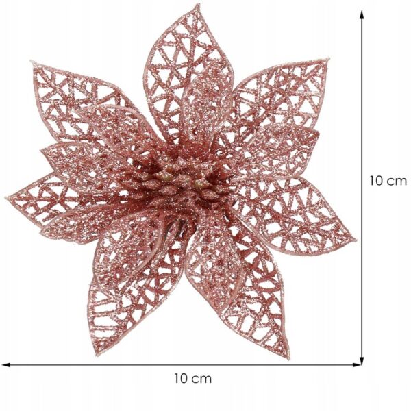10 db-os karácsony Mikulásvirág dísz, 10cm, rózsaszín - Image 7
