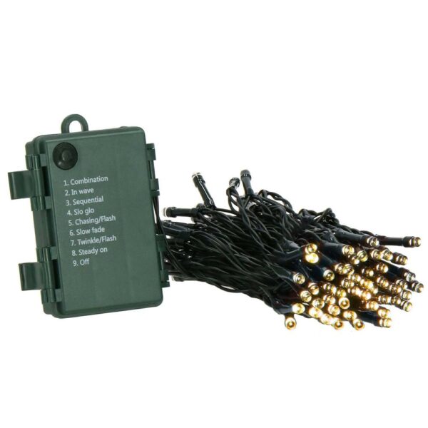 Instalatie lumini de exterior pentru gradina, 5 metri, 50 LED-uri, cu baterii, galben - Image 8
