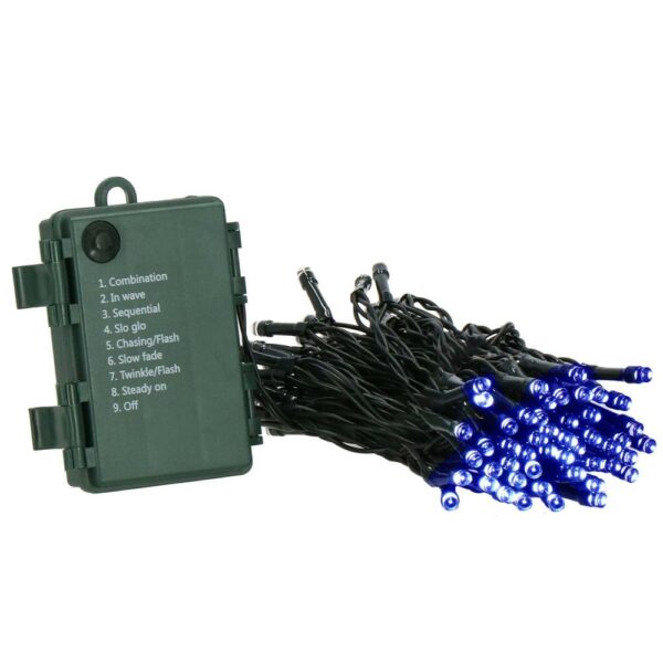 Instalatie lumini de exterior pentru gradina, 10 metri, 100 LED-uri, cu baterii, albastru - Image 8