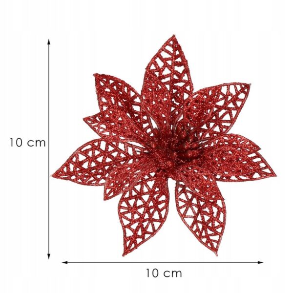 10 db-os karácsony Mikulásvirág dísz, 10cm, piros - Image 8
