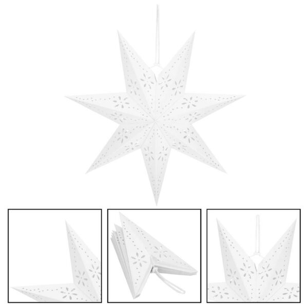 Stea decorativa 3D din hartie ajurata, 50cm, alba - Image 10