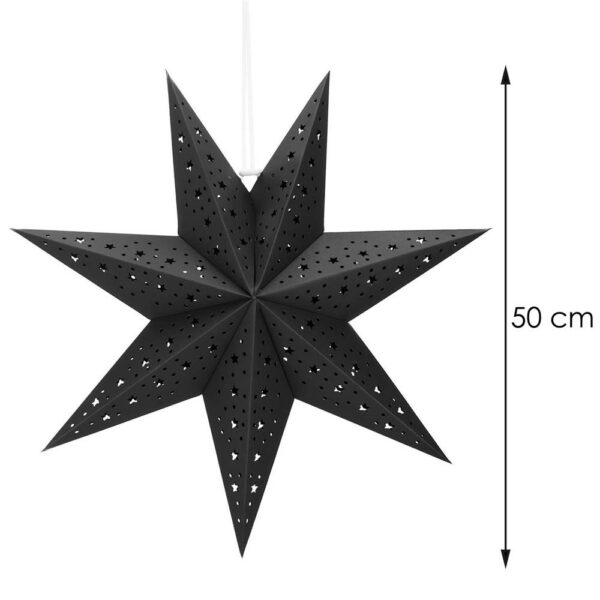3D díszcsillag áttört papírból, 50cm, fekete - Image 10