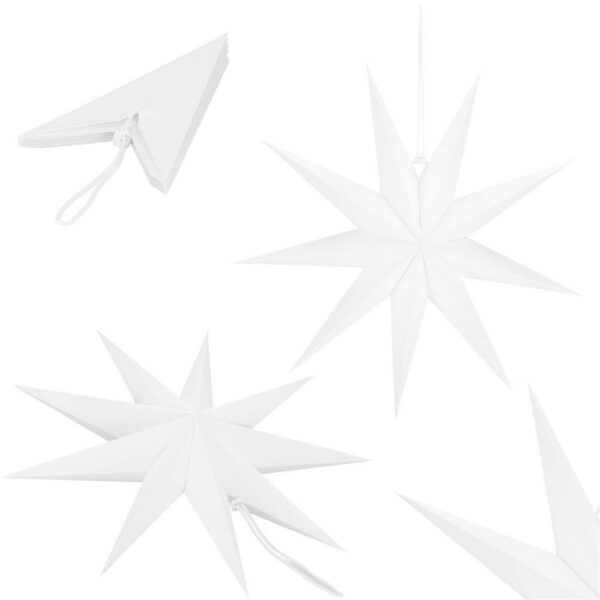 Dekoratív 3D papírcsillag, 9 ágú, 60cm, fehér - Image 8