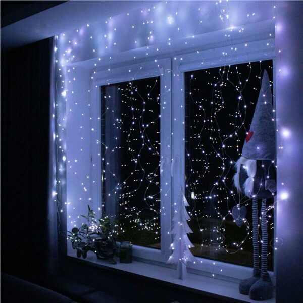Fényfüggöny 200 LED, 2x2m, beltéri használatra, USB tápegység, fehér - Image 10