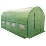 Kerti üvegház, alagút típusú fém kerettel, 250x400cm, 10 nm, kiegészítő hátsó ablak