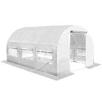 Kerti üvegház, alagút típusú fémvázas, 250x400x200cm, fehér, 10 négyzetméter