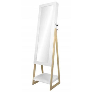 Dulap de toaleta cu oglinda si spatiu de depozitare bijuterii, 39x149cm, alba