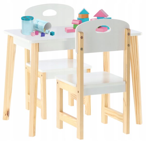 Set mobilier copii Daisy masa si 2 scaune, alb, 60x40x46 cm - Image 2