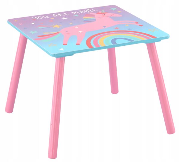 Set mobilier copii Melbi masa si 2 scaune, albastru roz, 50x50x42 cm - Image 2