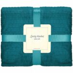 Kétszemélyes, kétoldalas, domború mintás, 160x200 cm-es, tengerzöld plüss takaró