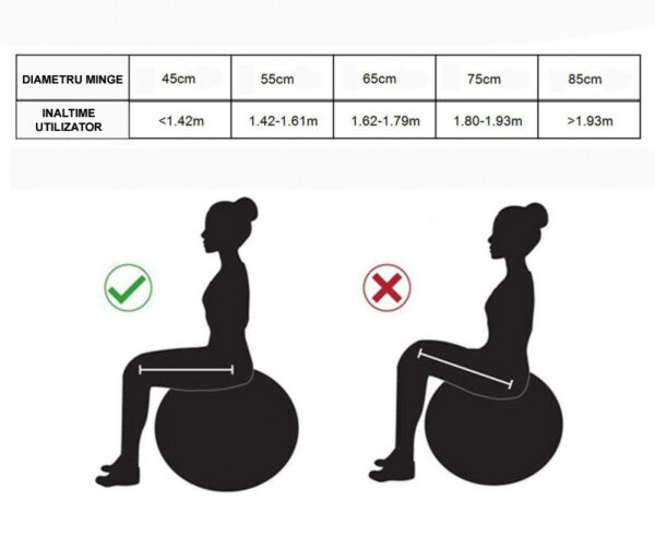 Fitness vagy jóga labda 75 cm, pumpával, rózsaszín - Image 9
