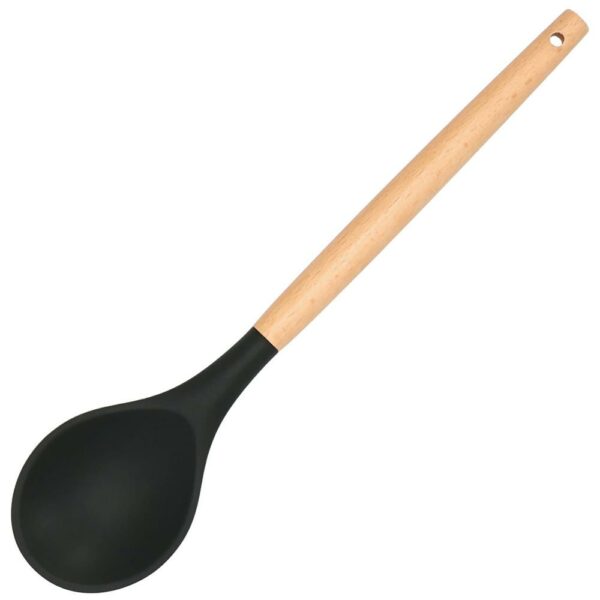 Sersimo készlet 12 hőálló szilikon konyhai edényből és bambusz fogantyúból, fekete - Image 19
