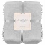 Patura pufoasa cu pampoane mici, 2 persoane, 200x220cm, gri