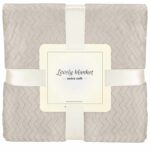 Patura pufoasa pentru 2 persoane, 2 fete, model in relief, 200x220cm, bej