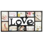 Rama foto de perete, colaj de 10 fotografii, 37x73cm, negru