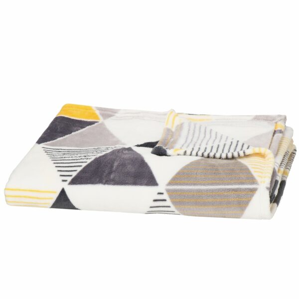 Patura pufoasa pentru 2 persoane, 200x220cm, cu model, gri si galben - Image 7