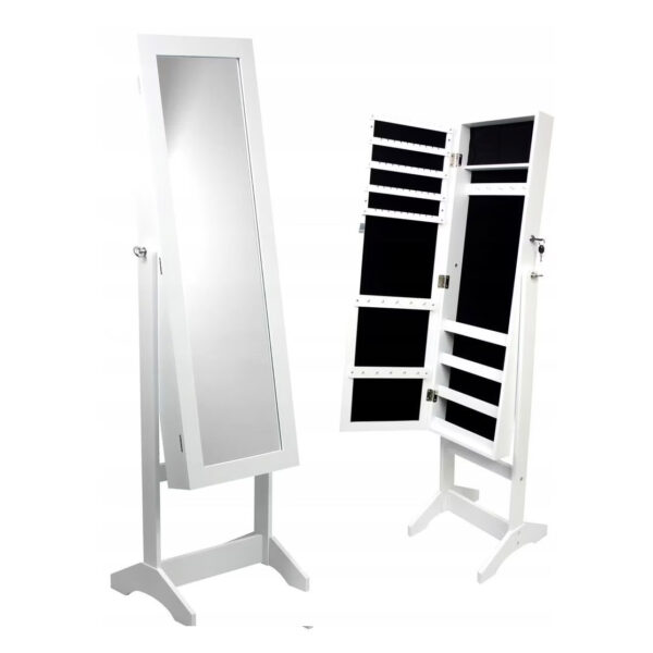 Dulap de toaleta cu oglinda si spatiu de depozitare bijuterii, 35x139cm, alb - Image 3