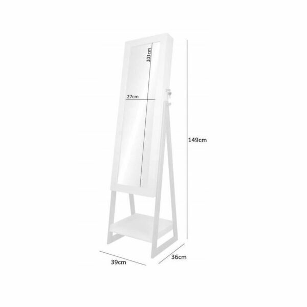 Dulap de toaleta cu oglinda si spatiu de depozitare bijuterii, 39x149cm, alba - Image 2