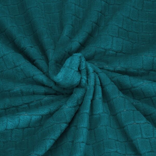 Patura pufoasa pentru 2 persoane, 2 fete, model in relief, 160x200cm, verde marin - Image 5