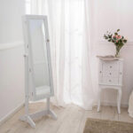 Ékszertartó szekrény tükörrel, 41x147cm, fehér