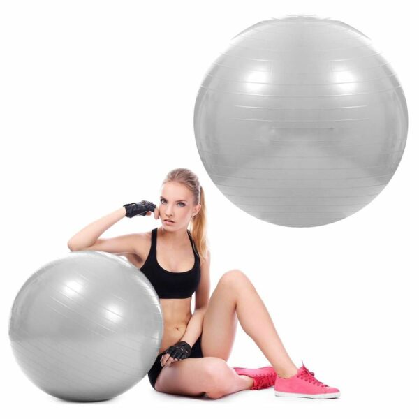 Fitness vagy jóga labda 75 cm, pumpával, szürke - Image 7