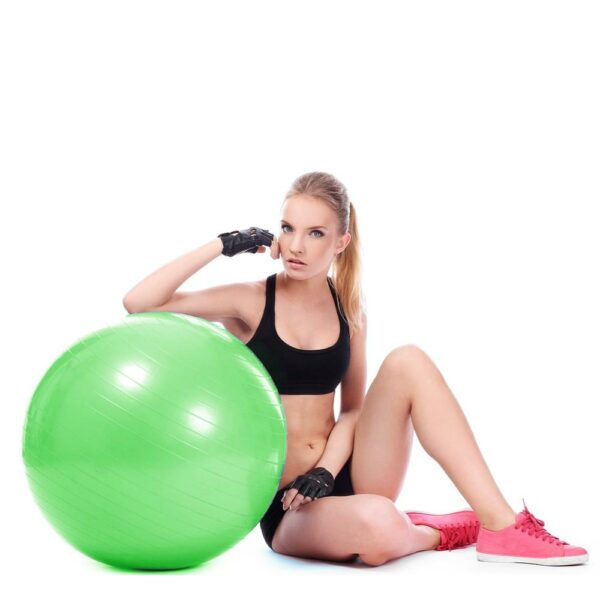 Fitness vagy jóga labda 65 cm, pumpával, zöld - Image 5
