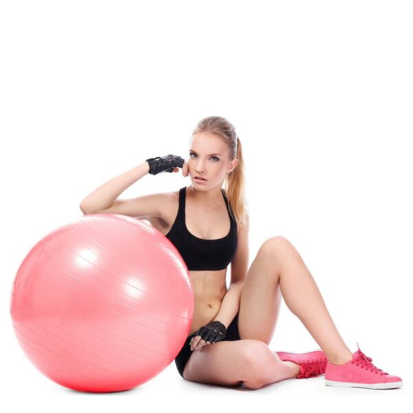 Fitness vagy jóga labda 75 cm, pumpával, rózsaszín - Image 6