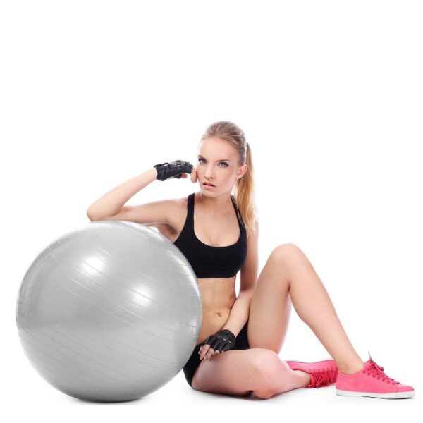 Fitness vagy jóga labda 75 cm, pumpával, szürke - Image 5