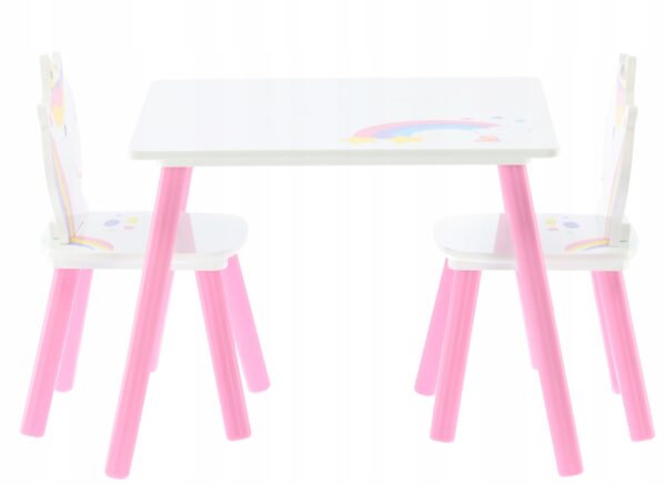 Set mobilier copii Lily, masa si 2 scaune, alb-roz, 55x55x43 cm - Image 7